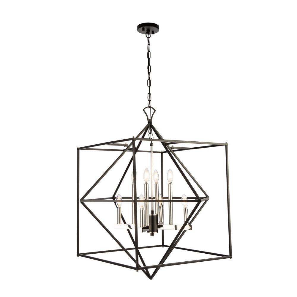 Roxton 8 Light Chandelier (Matte Black & Polished Nickel)