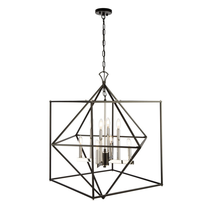 Roxton 8 Light Chandelier (Matte Black & Polished Nickel)
