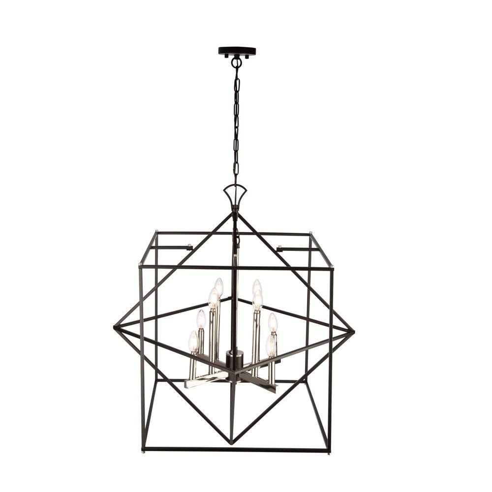 Roxton 8 Light Chandelier (Matte Black & Polished Nickel)