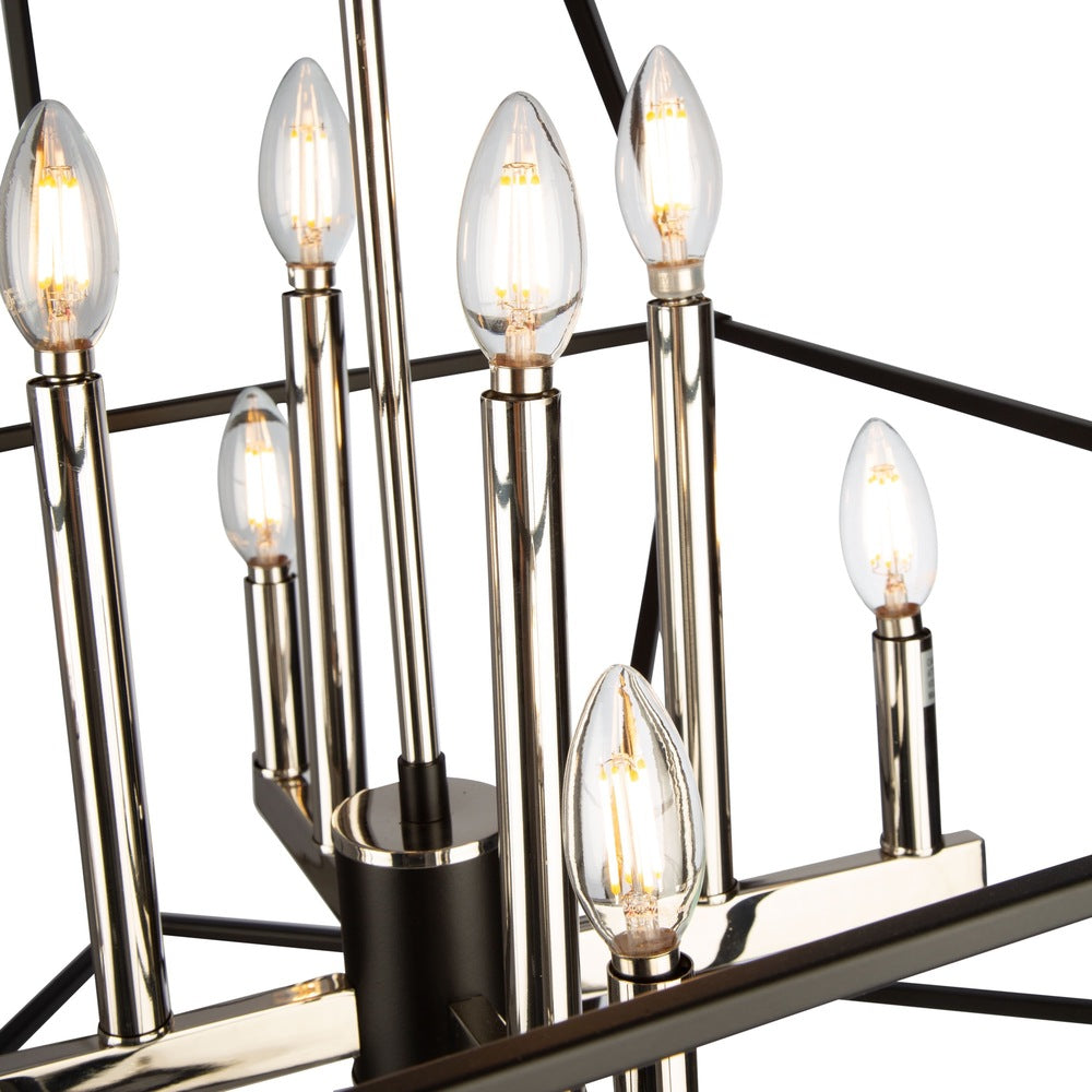 Roxton 8 Light Chandelier (Matte Black & Polished Nickel)