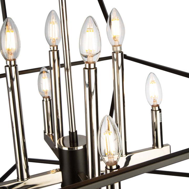 Roxton 8 Light Chandelier (Matte Black & Polished Nickel)