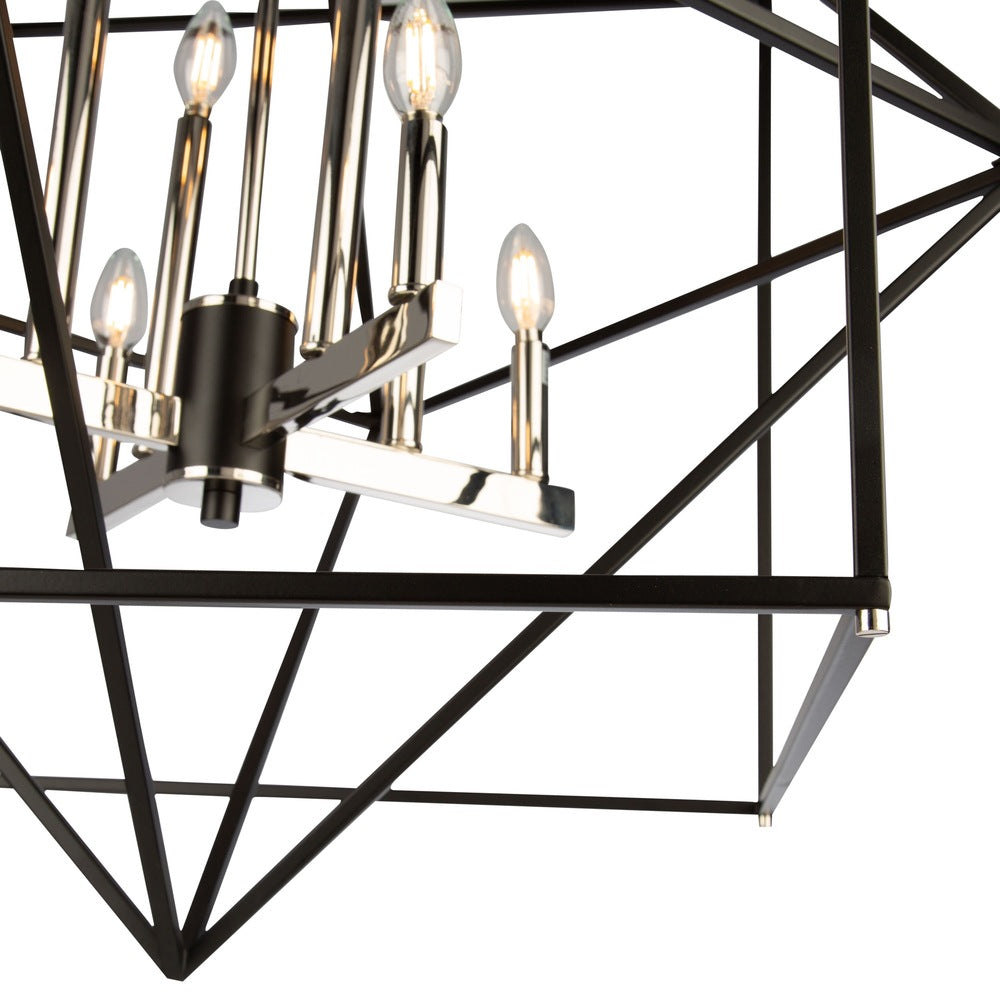 Roxton 8 Light Chandelier (Matte Black & Polished Nickel)