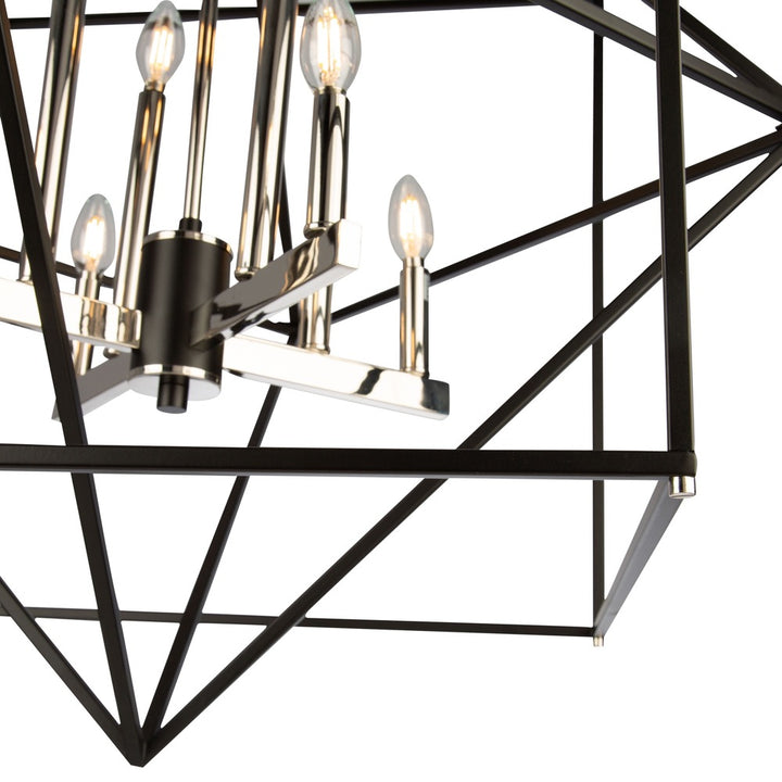 Roxton 8 Light Chandelier (Matte Black & Polished Nickel)
