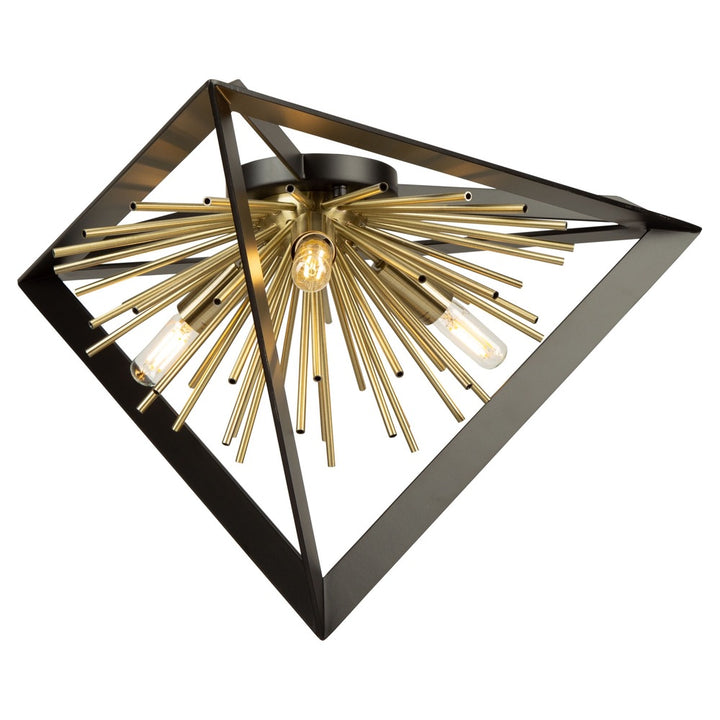 Sunburst  Flush Mount (Matte Black & Satin Brass Finish)