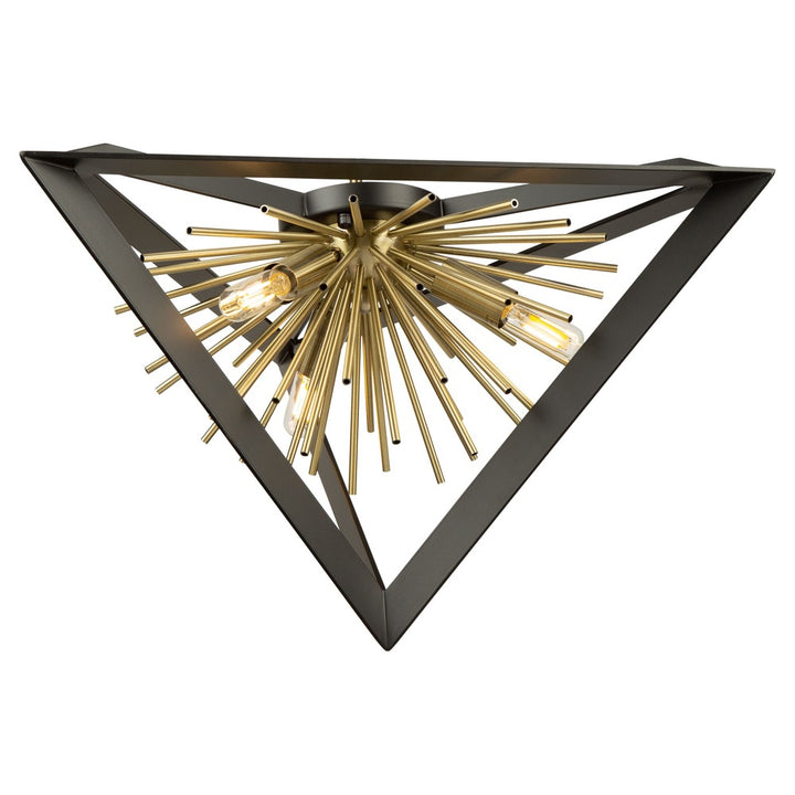 Sunburst  Flush Mount (Matte Black & Satin Brass Finish)