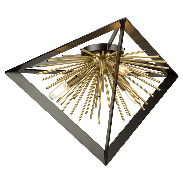 Sunburst  Flush Mount (Matte Black & Satin Brass Finish)