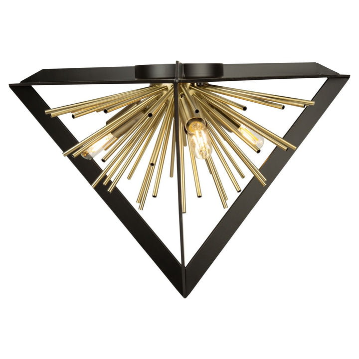 Sunburst  Flush Mount (Matte Black & Satin Brass Finish)