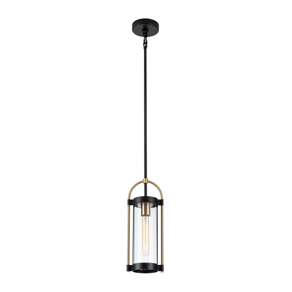 Bonita Collection 1-Light Pendant Black and Brushed Brass