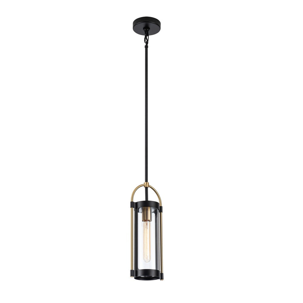 Bonita Collection 1-Light Pendant Black and Brushed Brass