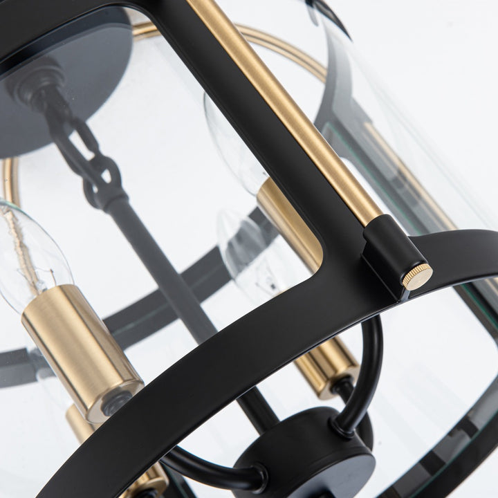Bonita Collection 4-Light Flush Mount Black and Brushed Brass