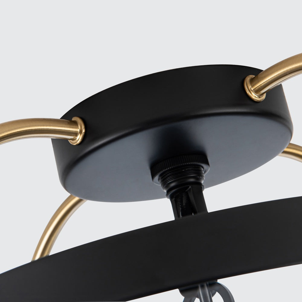 Bonita Collection 4-Light Flush Mount Black and Brushed Brass