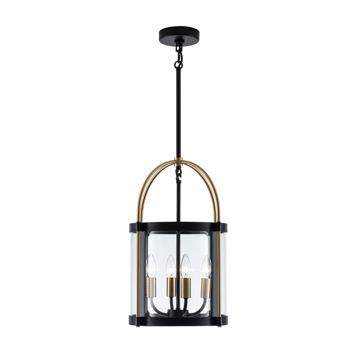Bonita Collection 4-Light 13" Pendant Black and Brushed Brass