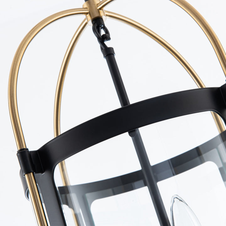 Bonita Collection 4-Light 13" Pendant Black and Brushed Brass