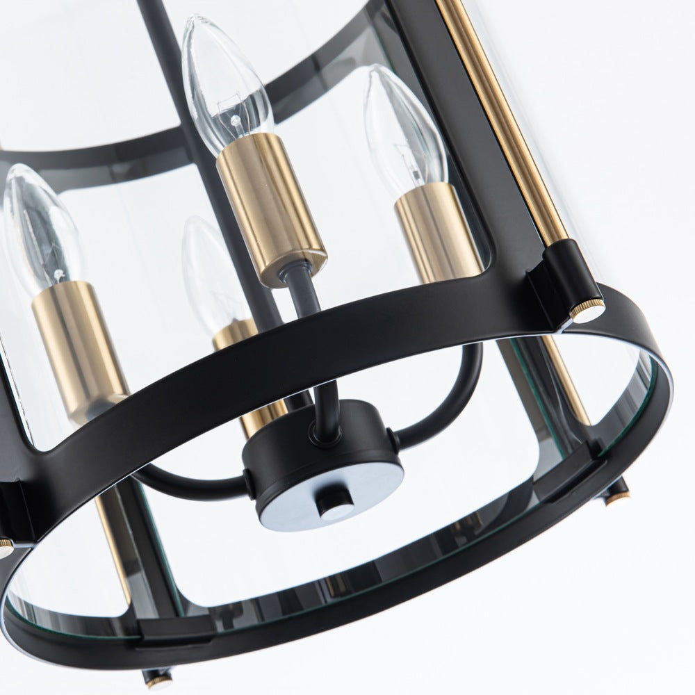 Bonita Collection 4-Light 13" Pendant Black and Brushed Brass