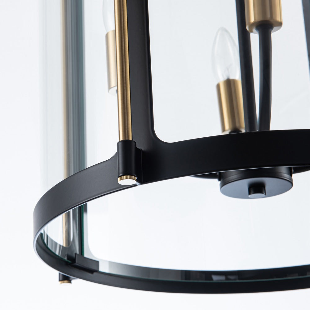 Bonita Collection 4-Light 17" Pendant Black and Brushed Brass