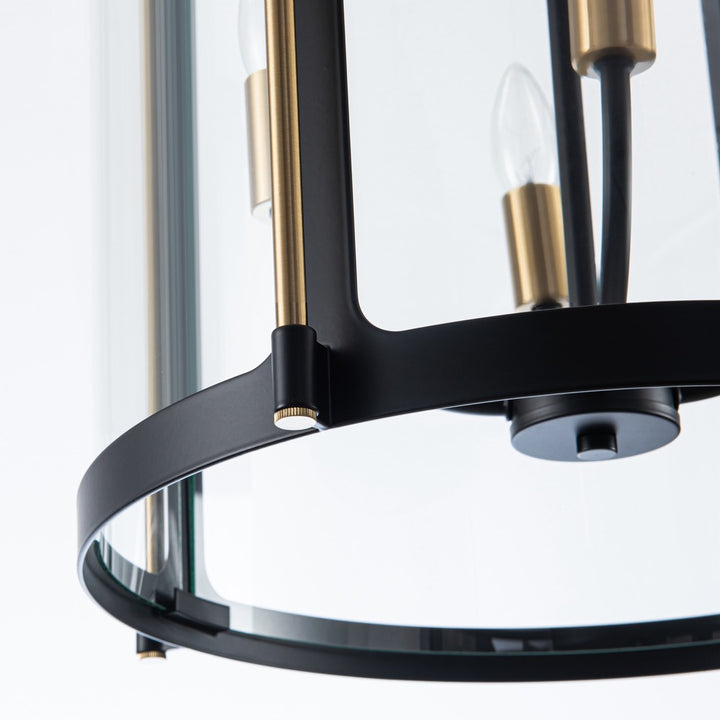 Bonita Collection 4-Light 17" Pendant Black and Brushed Brass