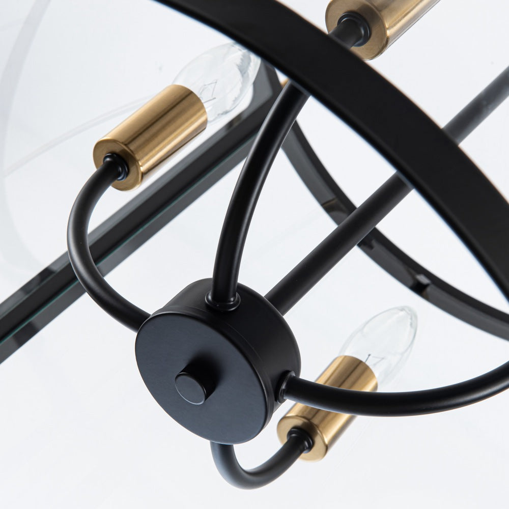 Bonita Collection 4-Light 17" Pendant Black and Brushed Brass