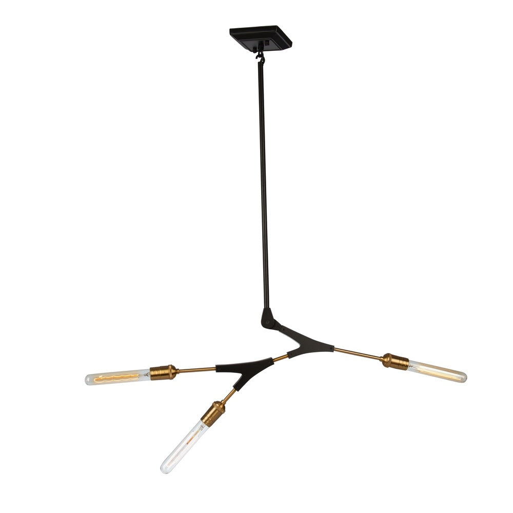 Filiali 3 Light Chandelier (Black & Harvest Brass)