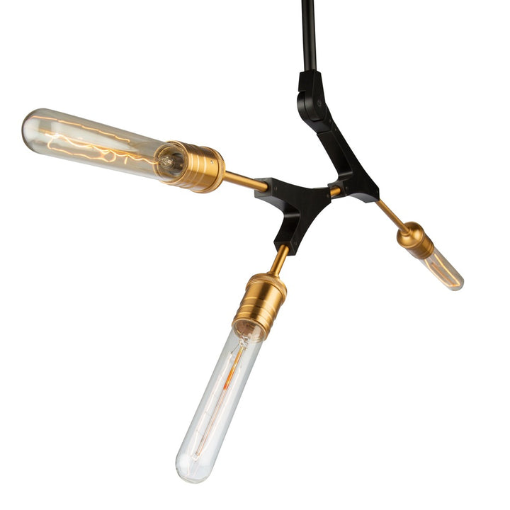 Filiali 3 Light Chandelier (Black & Harvest Brass)