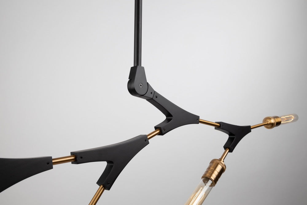 Filiali 5 Light Chandelier (Black & Harvest Brass)