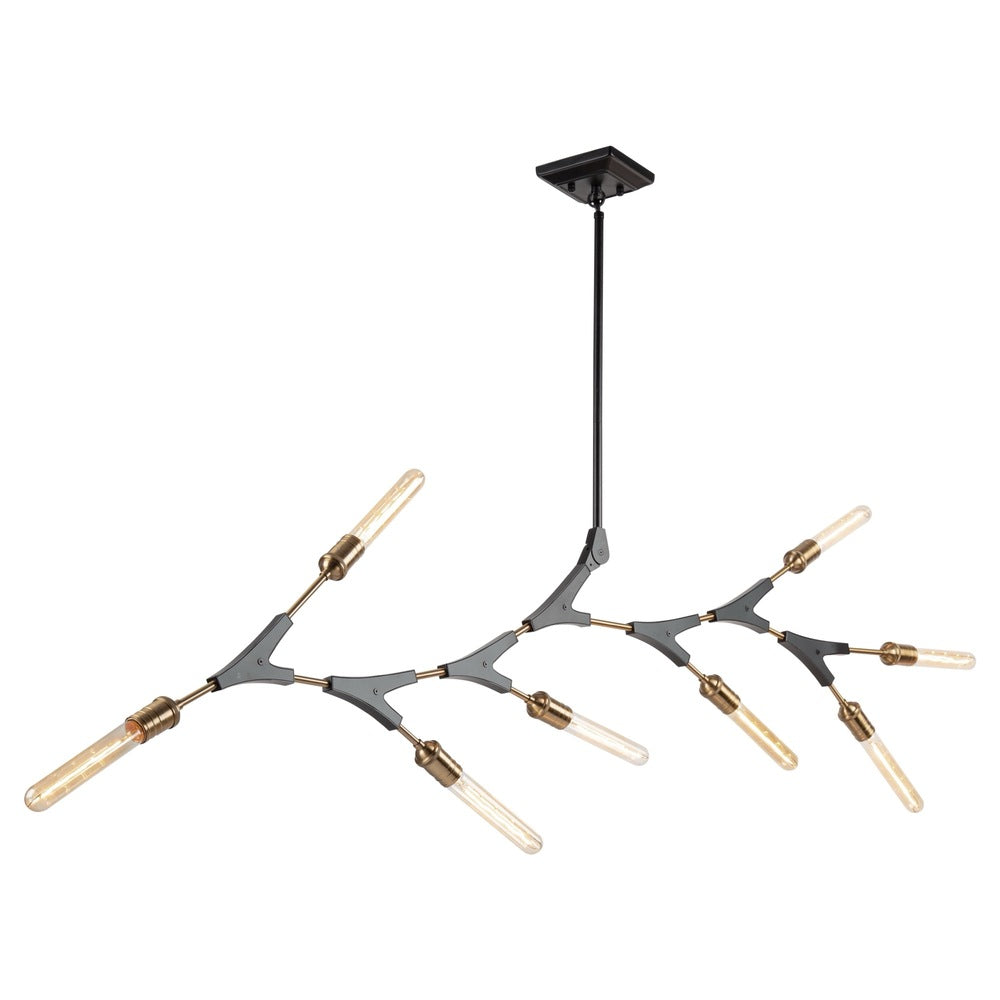 Filiali 10 Light Chandelier (Black & Harvest Brass)