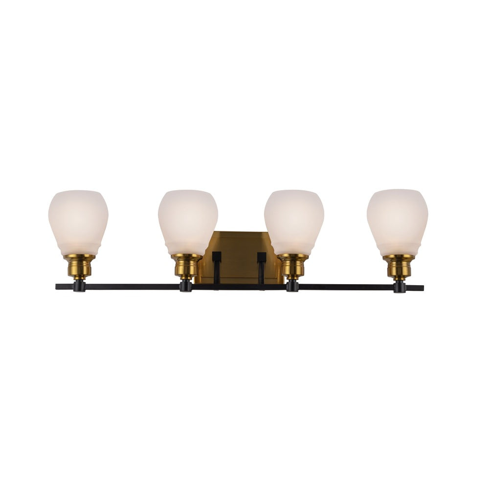 Nelson Collection 4-Light Bathroom Brass & Black