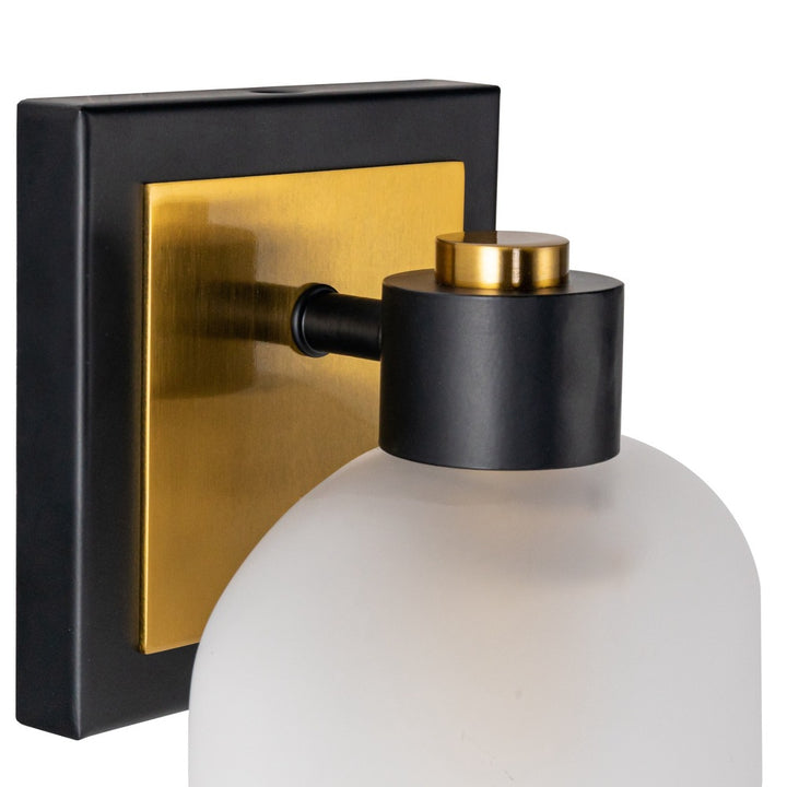 Lyndon Collection 1-Light Bathroom Sconce Black and Brushed Brass