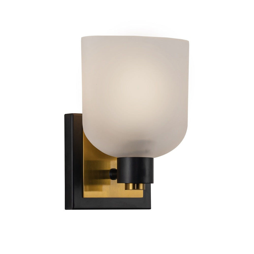 Lyndon Collection 1-Light Bathroom Sconce Black and Brushed Brass