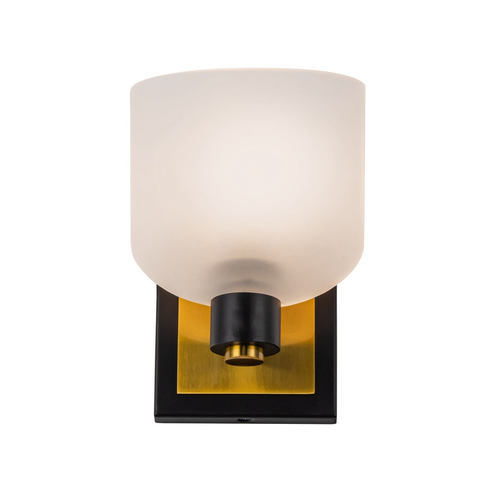 Lyndon Collection 1-Light Bathroom Sconce Black and Brushed Brass