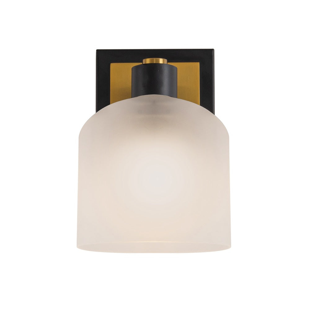 Lyndon Collection 1-Light Bathroom Sconce Black and Brushed Brass