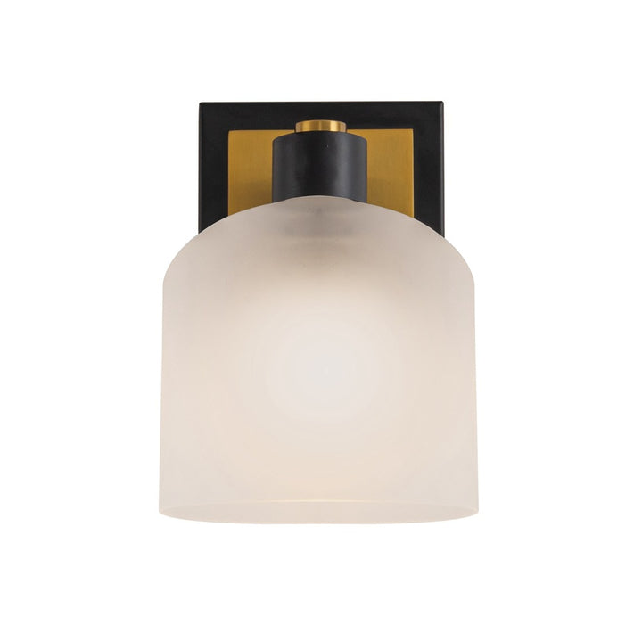 Lyndon Collection 1-Light Bathroom Sconce Black and Brushed Brass