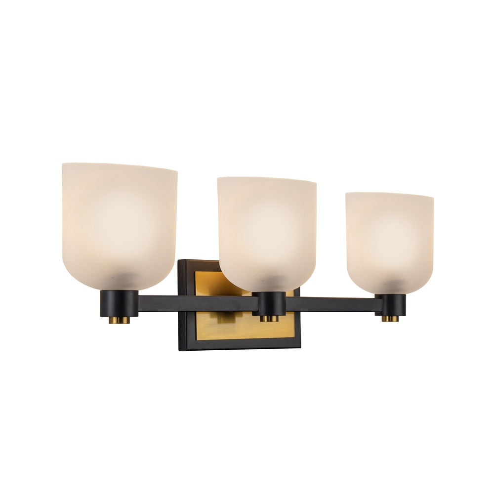 Lyndon Collection 3-Light Bathroom Vanity Black and Brushed Brass