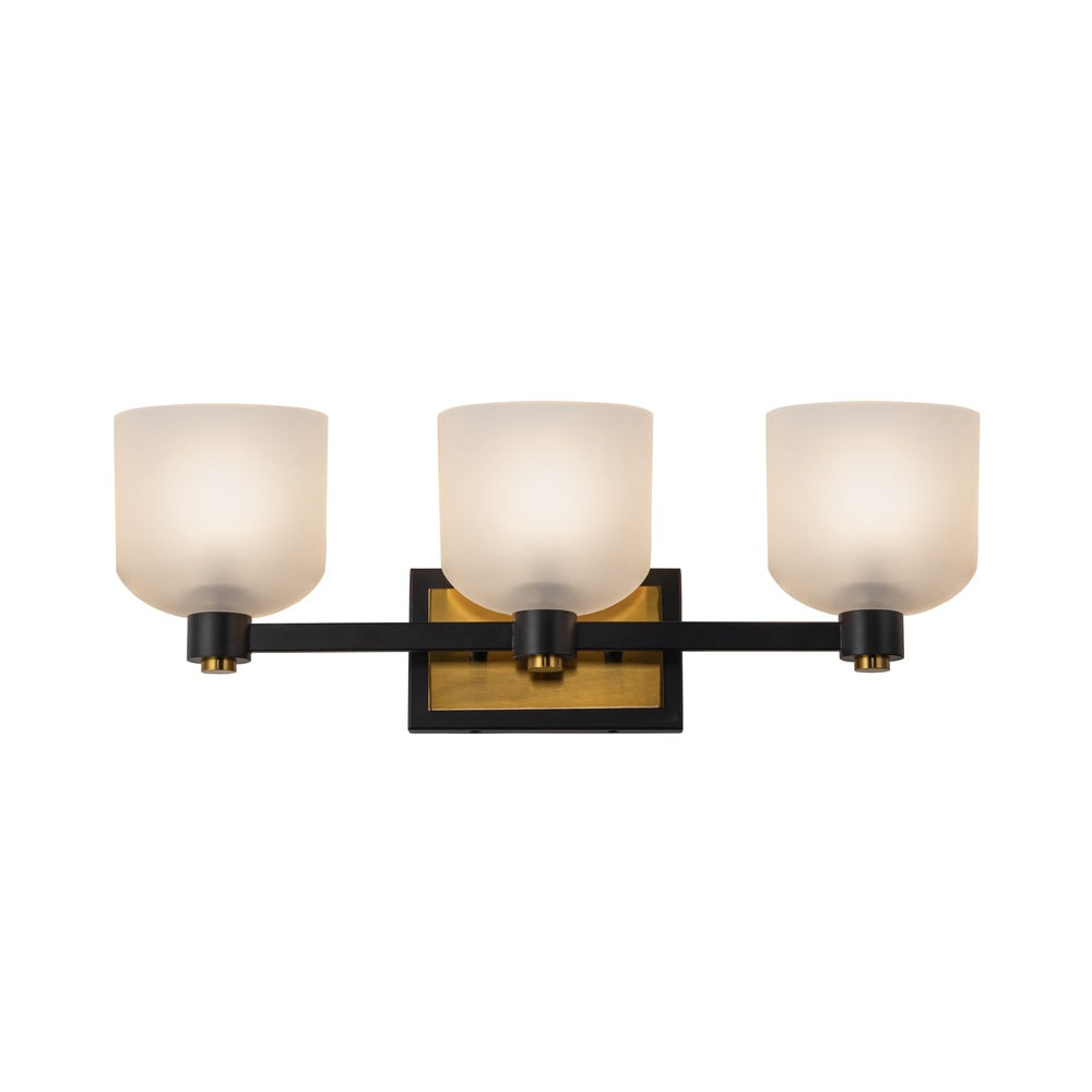 Lyndon Collection 3-Light Bathroom Vanity Black and Brushed Brass