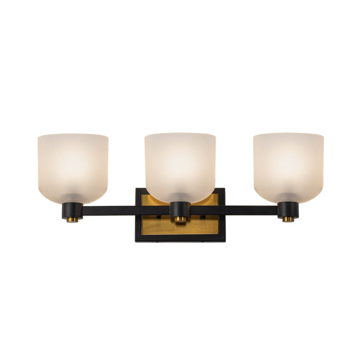 Lyndon Collection 3-Light Bathroom Vanity Black and Brushed Brass
