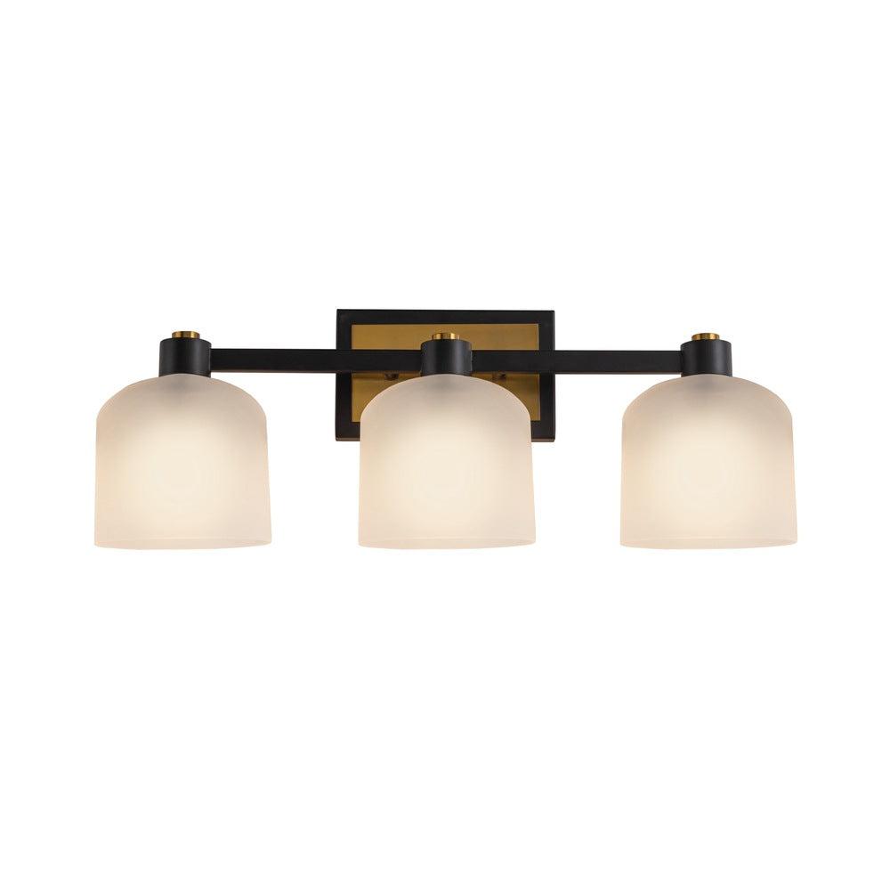 Lyndon Collection 3-Light Bathroom Vanity Black and Brushed Brass