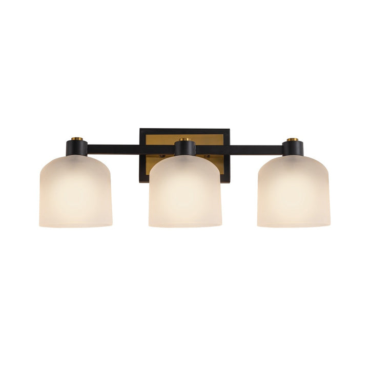 Lyndon Collection 3-Light Bathroom Vanity Black and Brushed Brass