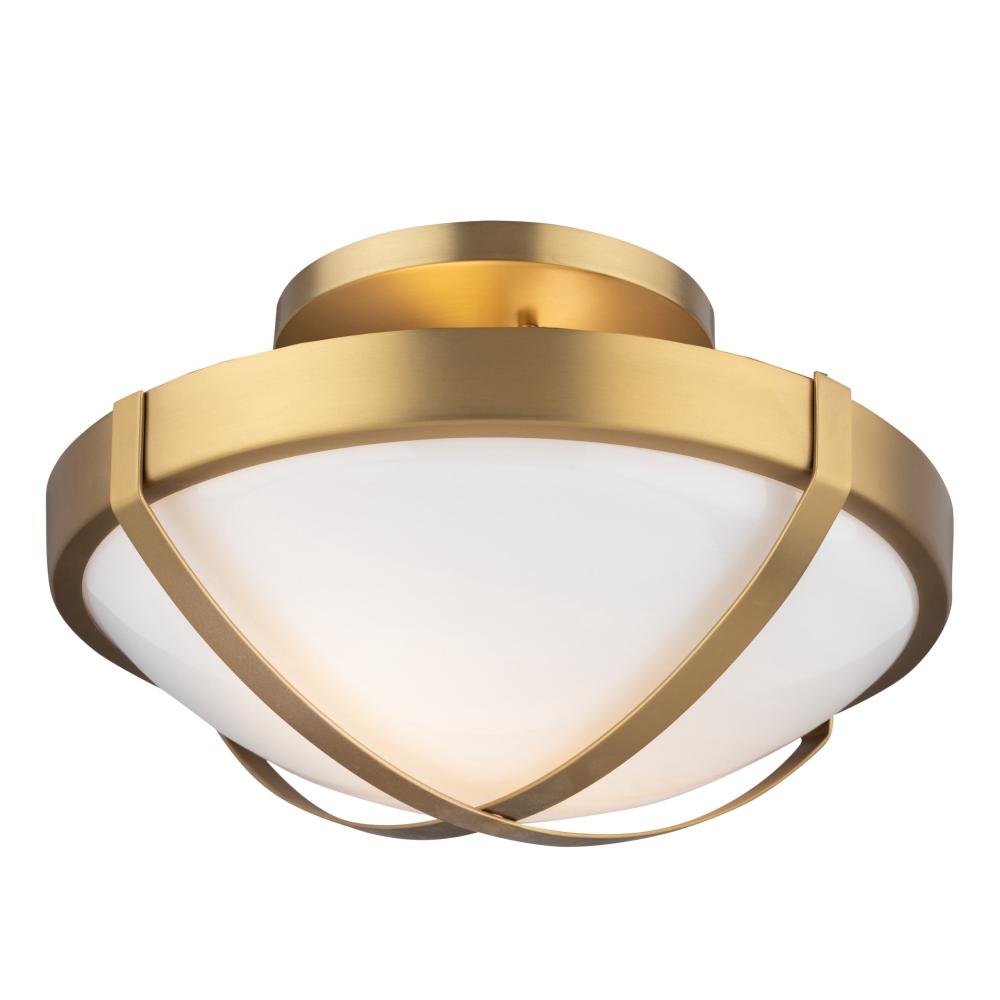 Cara Collection 2-Light Flush Mount, Brushed Brass