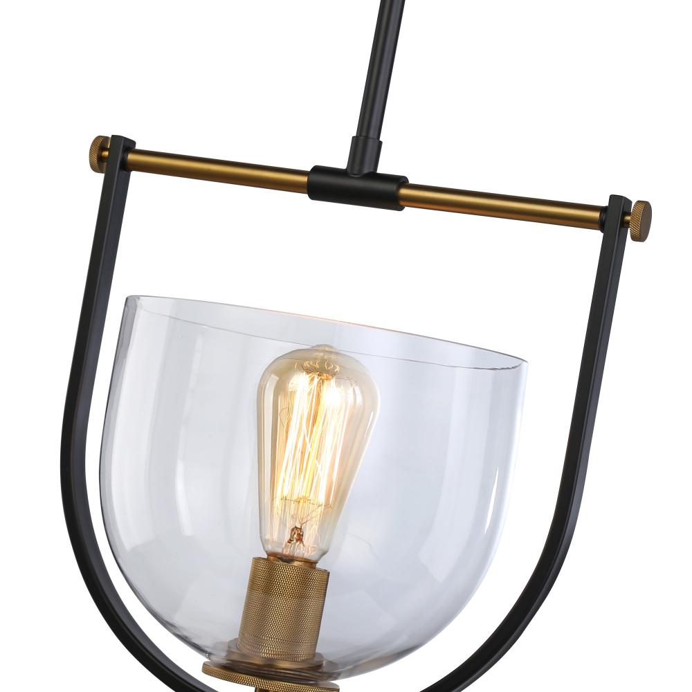 Cheshire Collection 1-Light Pendant, Black & Brass