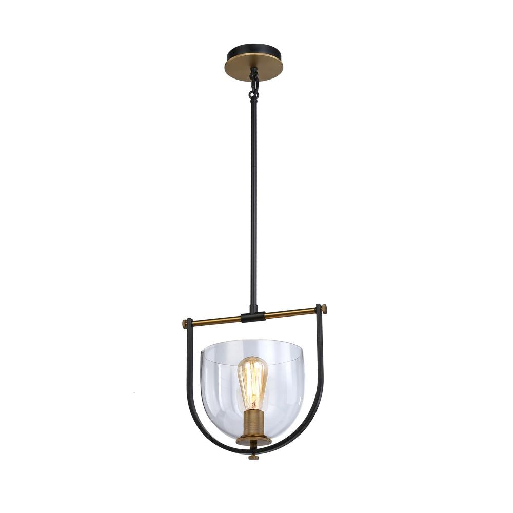 Cheshire Collection 1-Light Pendant, Black & Brass