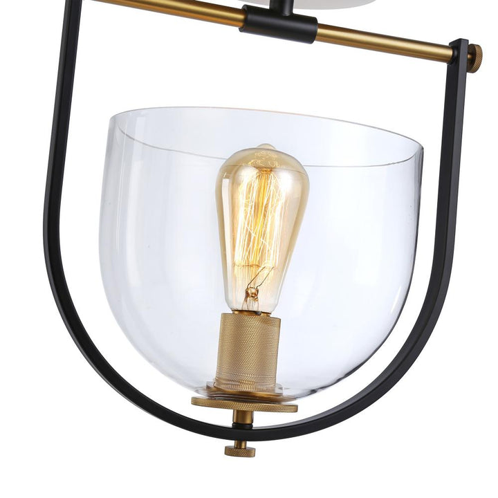 Cheshire Collection 1-Light Semi-Flush Mount, Black & Brass