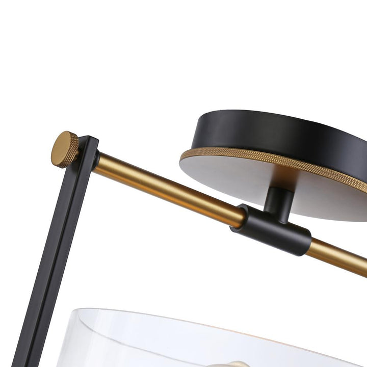 Cheshire Collection 1-Light Semi-Flush Mount, Black & Brass