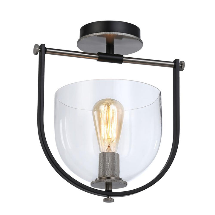 Cheshire Collection 1-Light Semi-Flush Mount, Black & Nickel