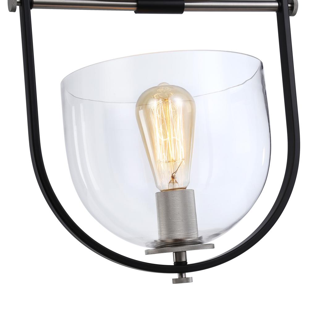 Cheshire Collection 1-Light Semi-Flush Mount, Black & Nickel