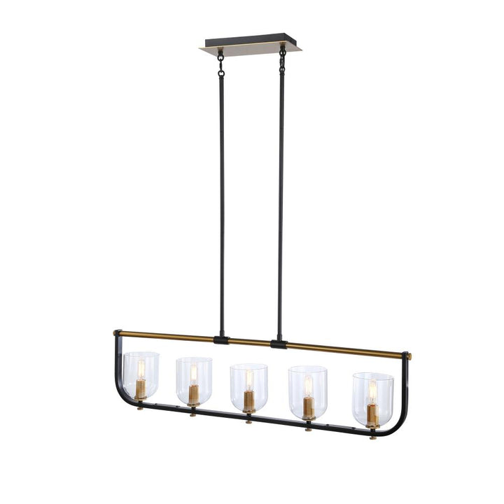 Cheshire Collection 5-Light Island Light, Black & Brass