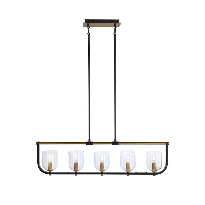 Cheshire Collection 5-Light Island Light, Black & Brass