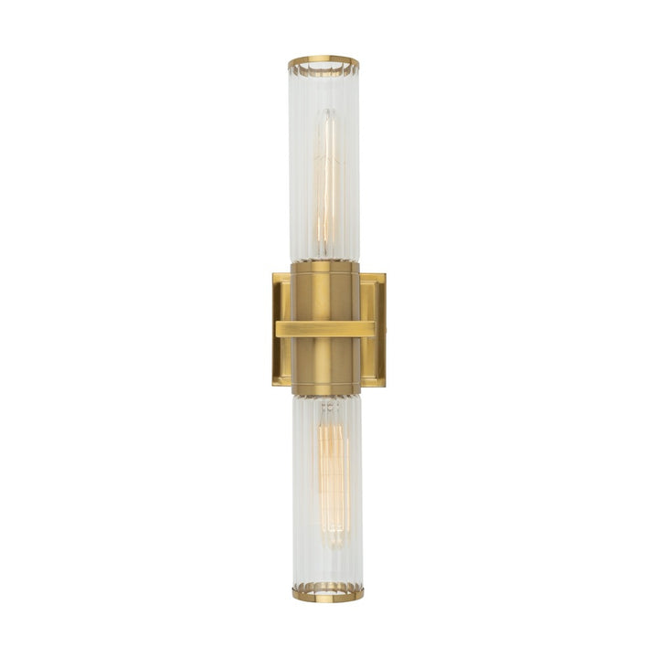 Positano Collection 2-Light Bathroom Vanity Light Brushed Brass and Clear Glass