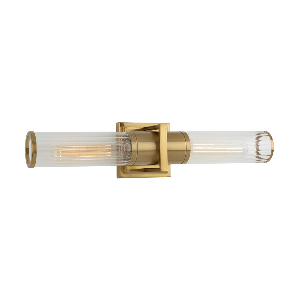 Positano Collection 2-Light Bathroom Vanity Light Brushed Brass and Clear Glass