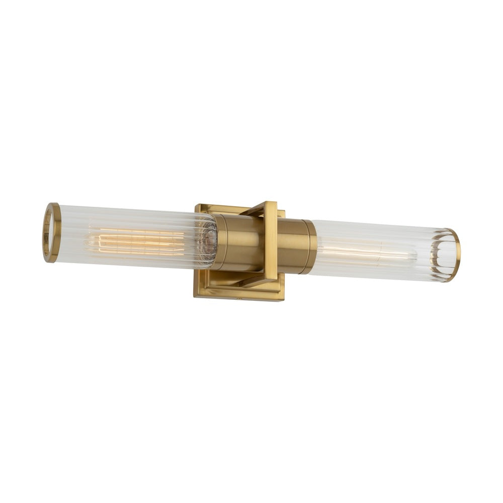 Positano Collection 2-Light Bathroom Vanity Light Brushed Brass and Clear Glass