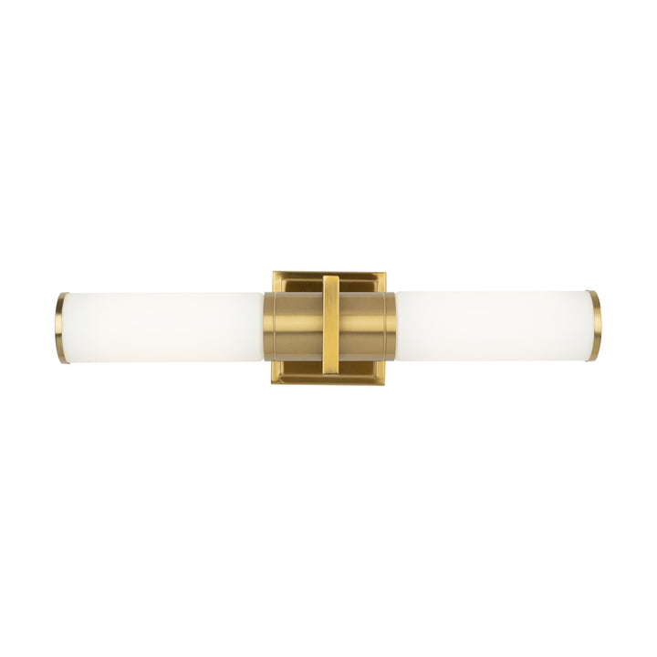Positano Collection 2-Light Bathroom Vanity Light Brushed Brass and White Glass