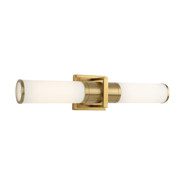 Positano Collection 2-Light Bathroom Vanity Light Brushed Brass and White Glass